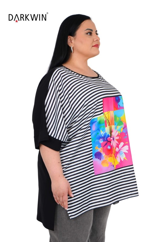 9607 CNG BLUZ STRIPED - Thumbnail