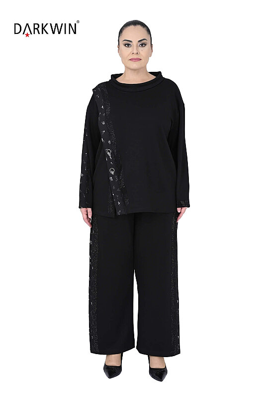 9647 DARKWIN BLUZ-PANTOLON SIYAH - 1