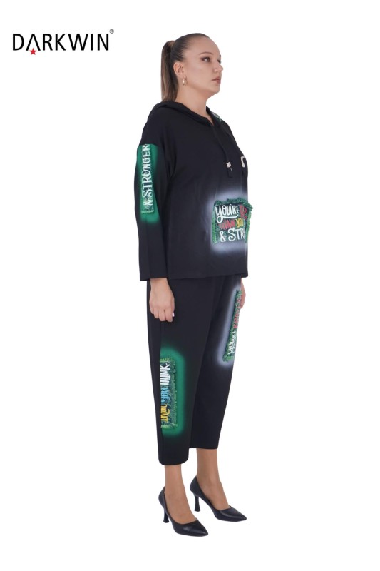 9703 DARKWIN BLUZ-PANTOLON SIYAH - Thumbnail