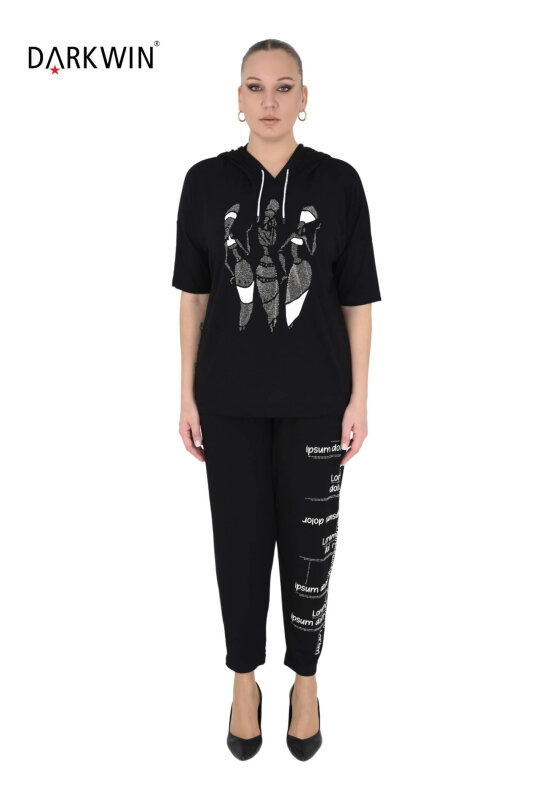 9707 DARKWIN BLUZ-PANTOLON SIYAH - DARKWIN