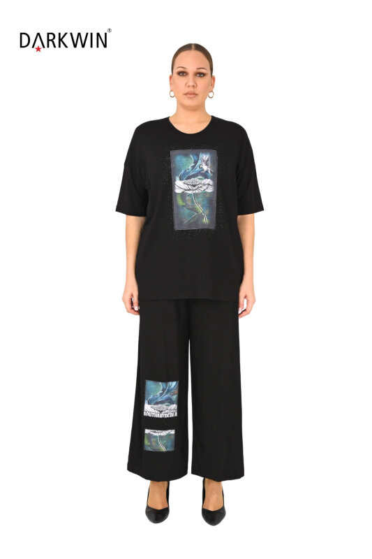 9721 DARKWIN BLUZ-PANTOLON SIYAH - DARKWIN