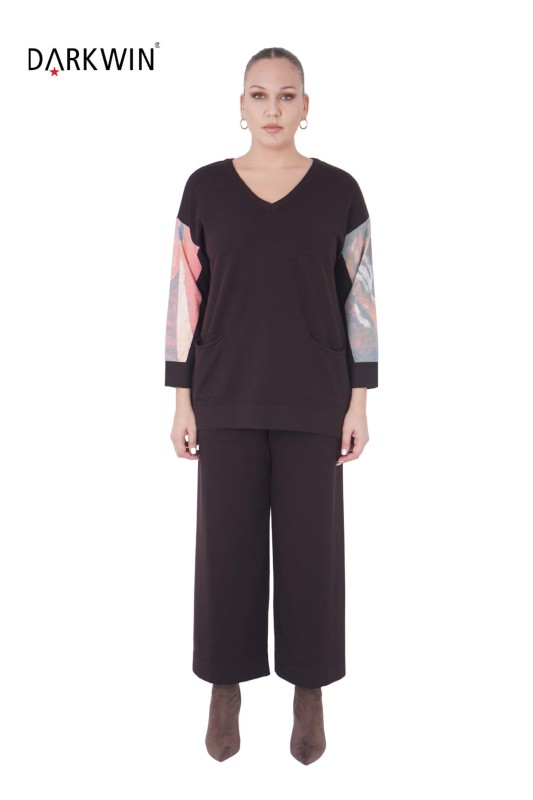 B13837 DARKWIN BLUZ-PANTOLON K.KAHVE - DARKWIN