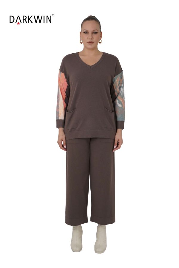 B13837 DARKWIN BLUZ-PANTOLON PATLICAN MOR - 1