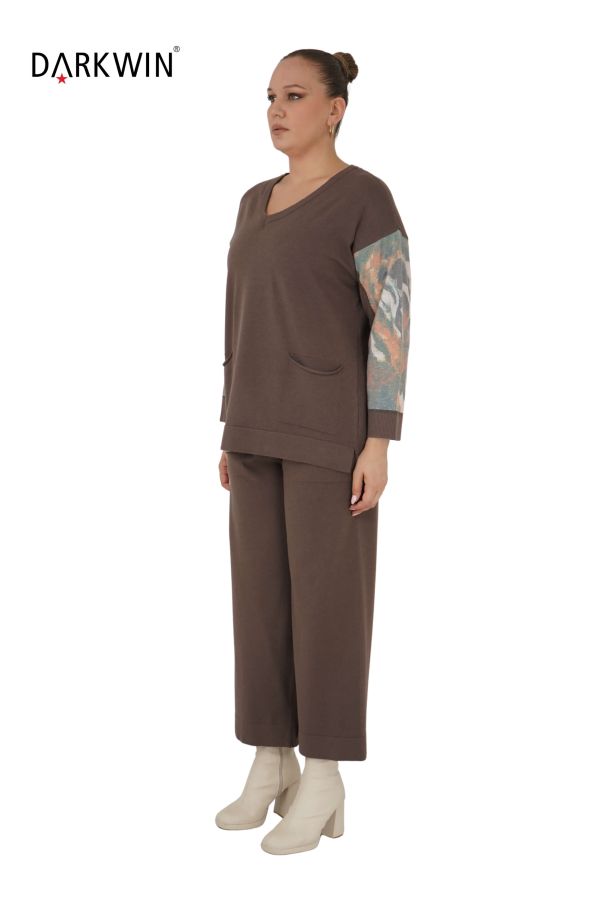 B13837 DARKWIN BLUZ-PANTOLON PATLICAN MOR - 2