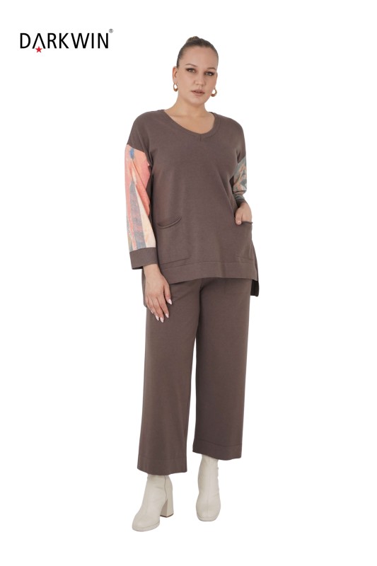 B13837 DARKWIN BLUZ-PANTOLON PATLICAN MOR - 4