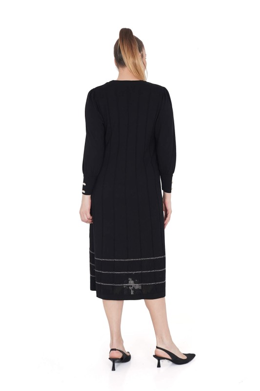 DARKWIN - B13939 DARKWIN ELBİSE SIYAH-K.GRI (1)