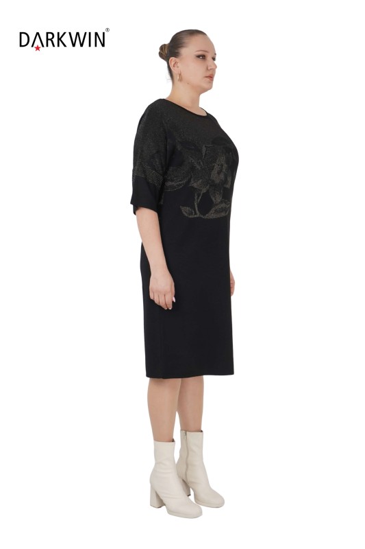 B14142 DARKWIN ELBİSE SIYAH-HAKI - Thumbnail