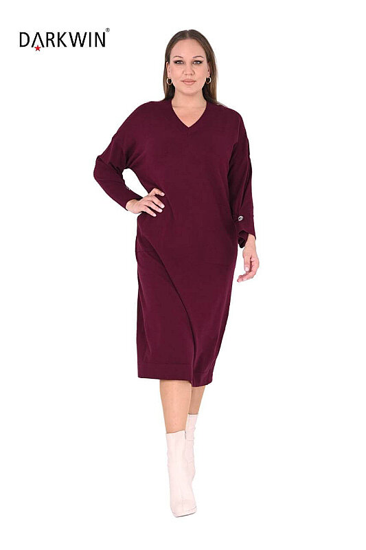 B14164 DARKWIN ELBİSE BORDO - 4