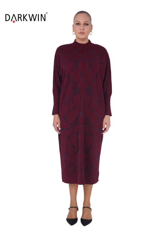 B14234 DARKWIN ELBİSE BORDO - DARKWIN
