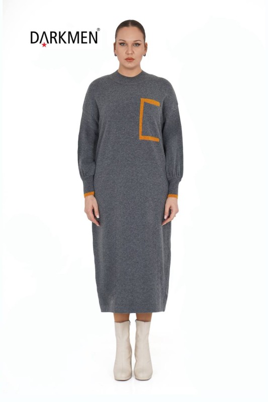 B14313 DARKWIN ELBİSE ANTRASIT-HARDAL - DARKWIN