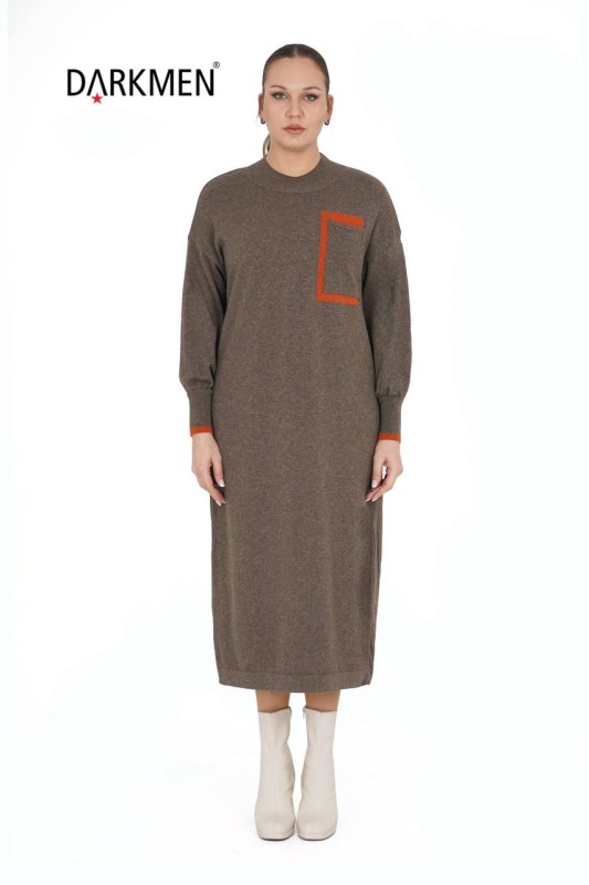 B14313 DARKWIN ELBİSE KAHVE-KIREMIT - DARKWIN