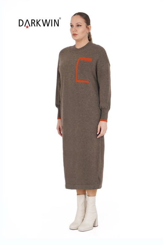 DARKWIN - B14313 DARKWIN ELBİSE KAHVE-KIREMIT (1)