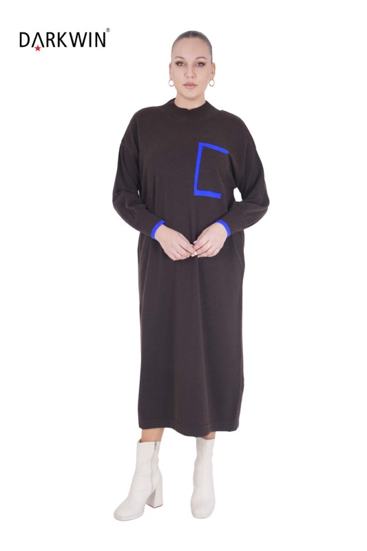 DARKWIN - B14313 DARKWIN ELBİSE KAHVE-SAKS