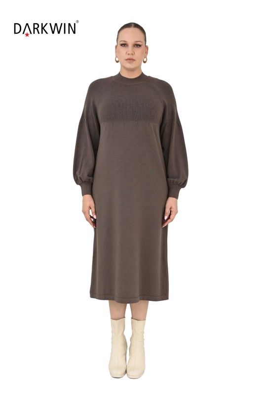 B14316 DARKWIN ELBİSE PATLICAN MOR - DARKWIN