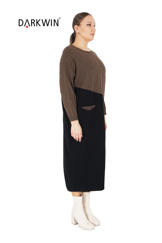 B14320 DARKWIN ELBİSE KAHVE - Thumbnail