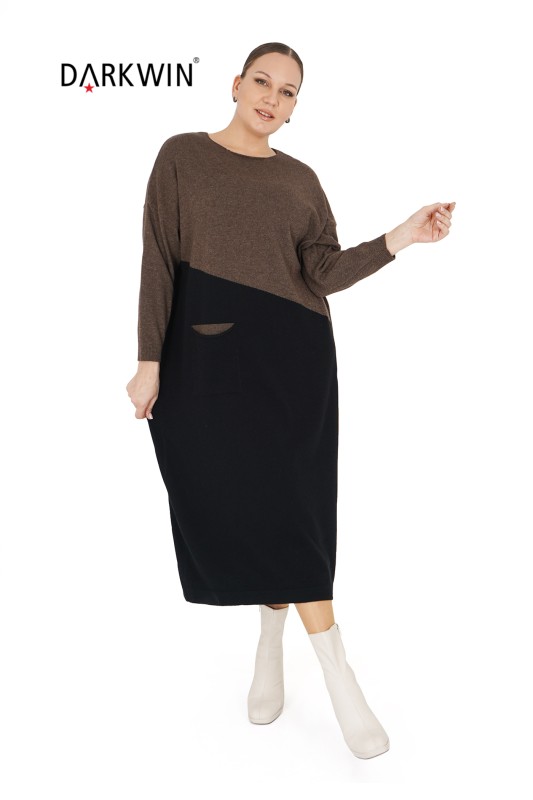 B14320 DARKWIN ELBİSE KAHVE - Thumbnail