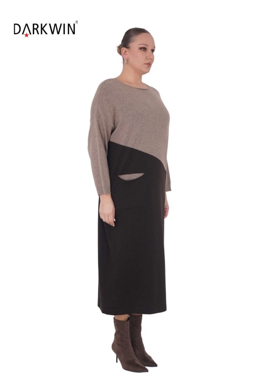 B14320 DARKWIN ELBİSE KAHVE - Thumbnail