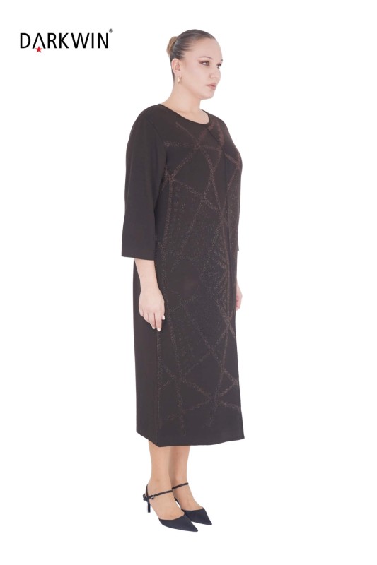 B14321 DARKWIN ELBİSE KAHVE - Thumbnail