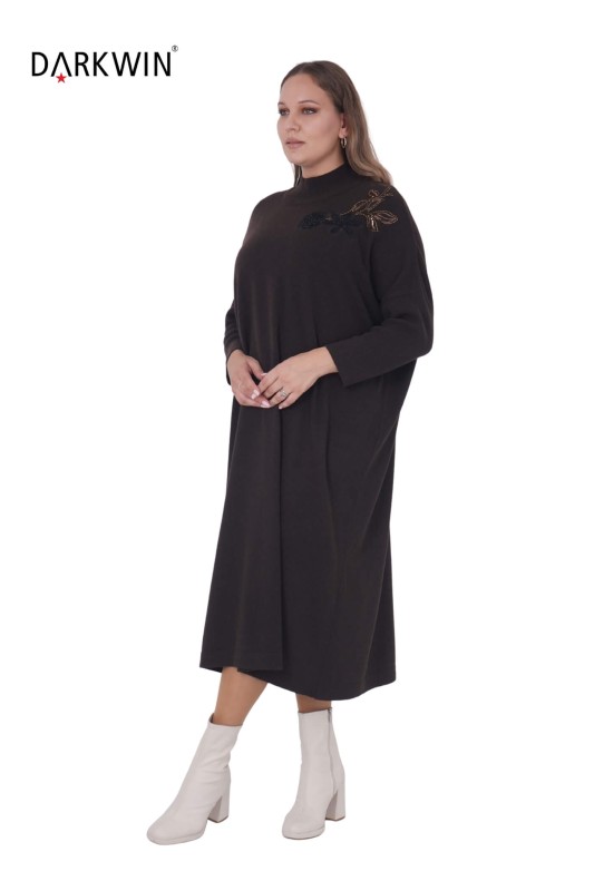 B14325 DARKWIN ELBİSE K.KAHVE - Thumbnail