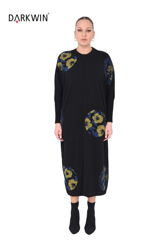 B14379 DARKWIN ELBİSE SIYAH-YESIL - DARKWIN