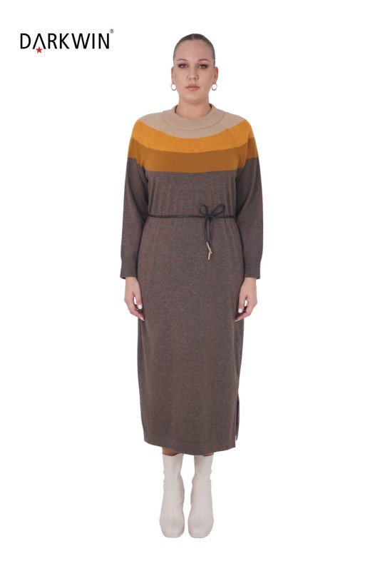 DARKWIN - B14438 DARKWIN ELBİSE KAHVE-BEJ