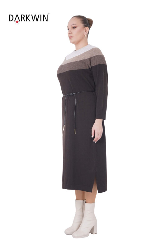 B14438 DARKWIN ELBİSE KAHVE-BEJ - DARKWIN (1)
