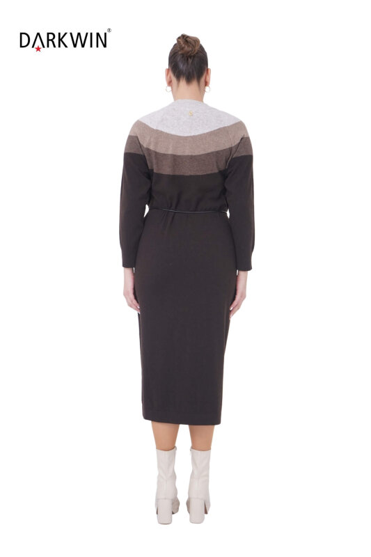 B14438 DARKWIN ELBİSE KAHVE-BEJ - 3