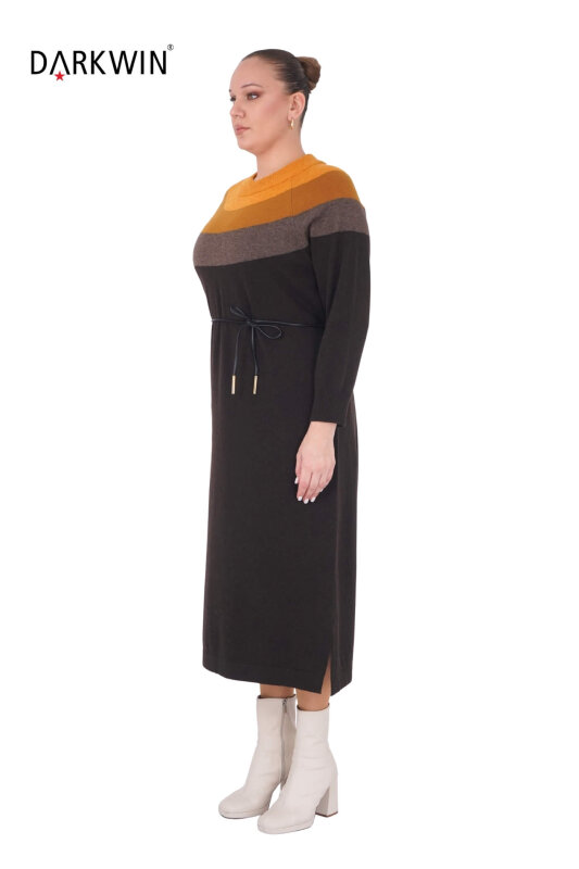 B14438 DARKWIN ELBİSE KAHVE-SARI - DARKWIN (1)