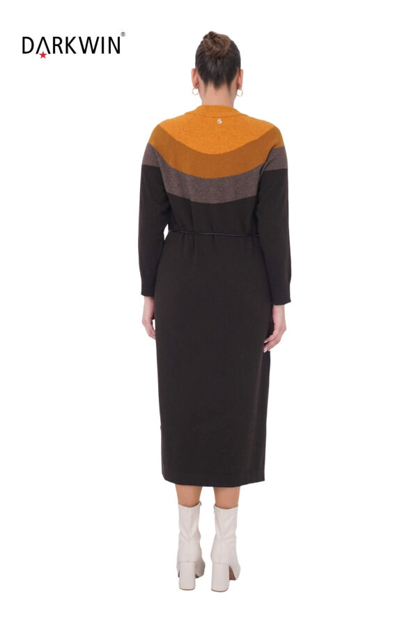 B14438 DARKWIN ELBİSE KAHVE-SARI - 3