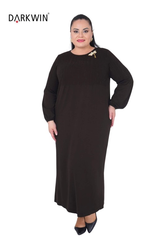 B14439 DARKWIN ELBİSE K.KAHVE - Thumbnail