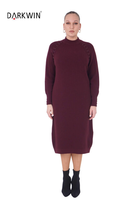 B14443 DARKWIN ELBİSE BORDO - DARKWIN