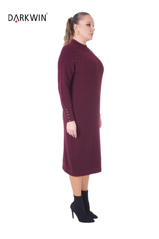 B14443 DARKWIN ELBİSE BORDO - 3