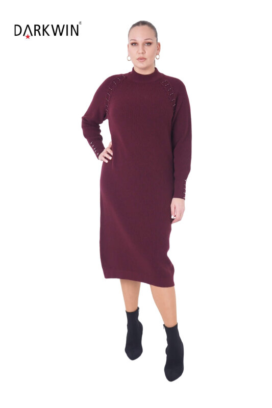 B14443 DARKWIN ELBİSE BORDO - 4