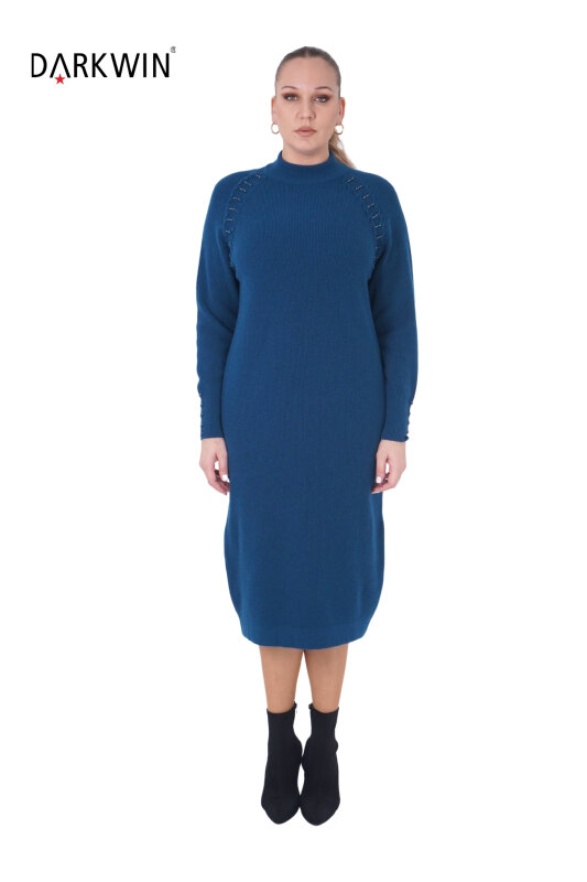 B14443 DARKWIN ELBİSE PETROL - DARKWIN