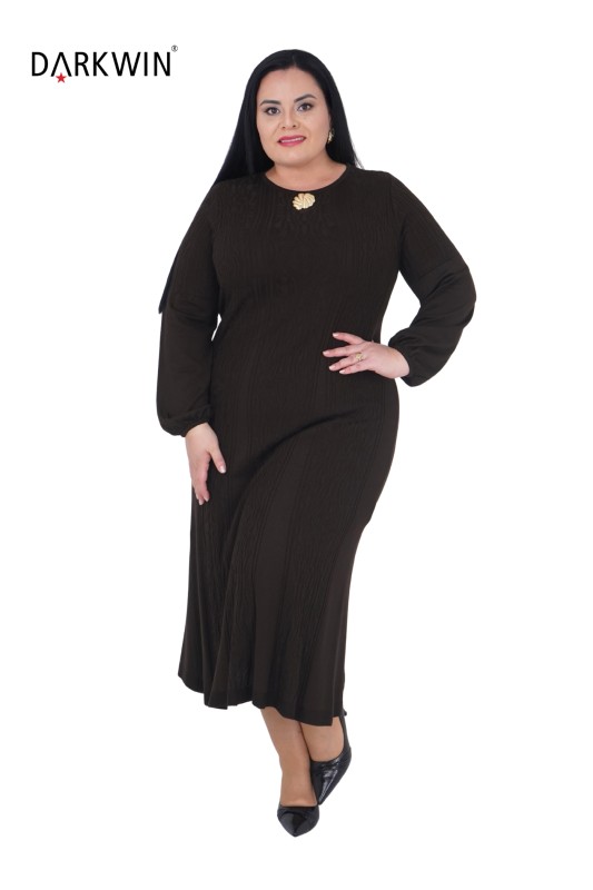 B14446 DARKWIN ELBİSE K.KAHVE - Thumbnail