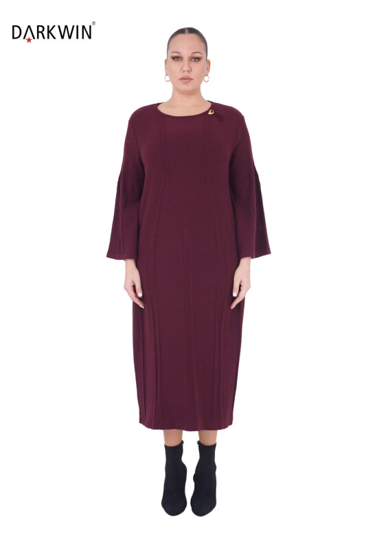 B14471 DARKWIN ELBİSE BORDO - DARKWIN