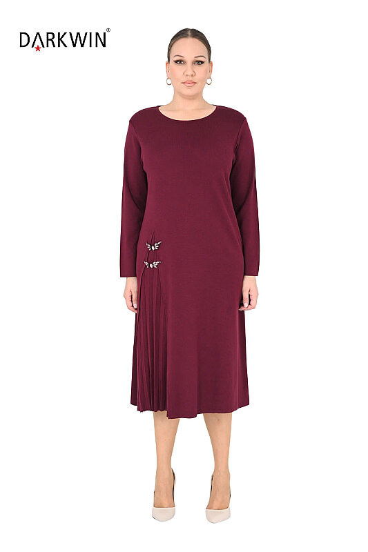 B14501 DARKWIN ELBİSE BORDO - DARKWIN