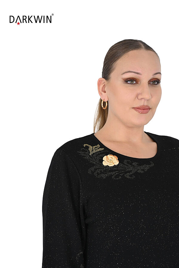 B14502 DARKWIN ELBİSE SIYAH-ALTIN - 4