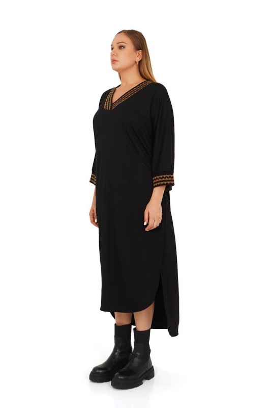 B2090 DARKWIN ELBİSE SIYAH-HARDAL - DARKWIN (1)