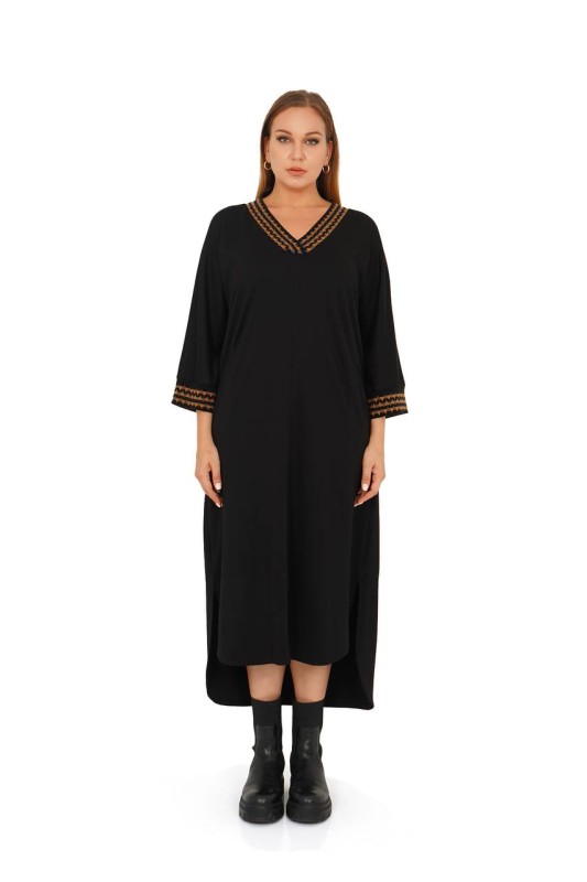 B2090 DARKWIN ELBİSE SIYAH-HARDAL - DARKWIN