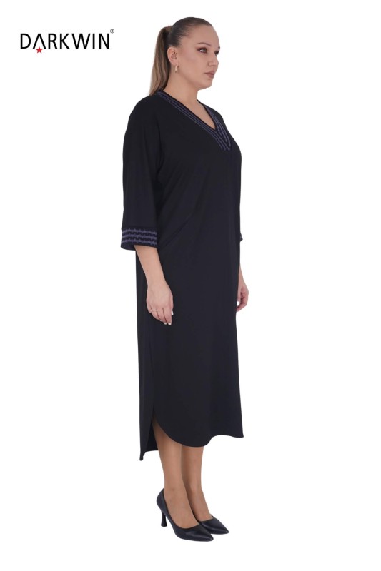 DARKWIN - B2090 DARKWIN ELBİSE SIYAH-MOR (1) DARKWIN - B2090 DARKWIN ELBİSE SIYAH-MOR (1)