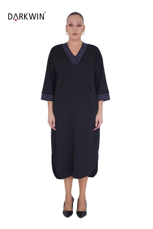 B2090 DARKWIN ELBİSE SIYAH-MOR - Thumbnail