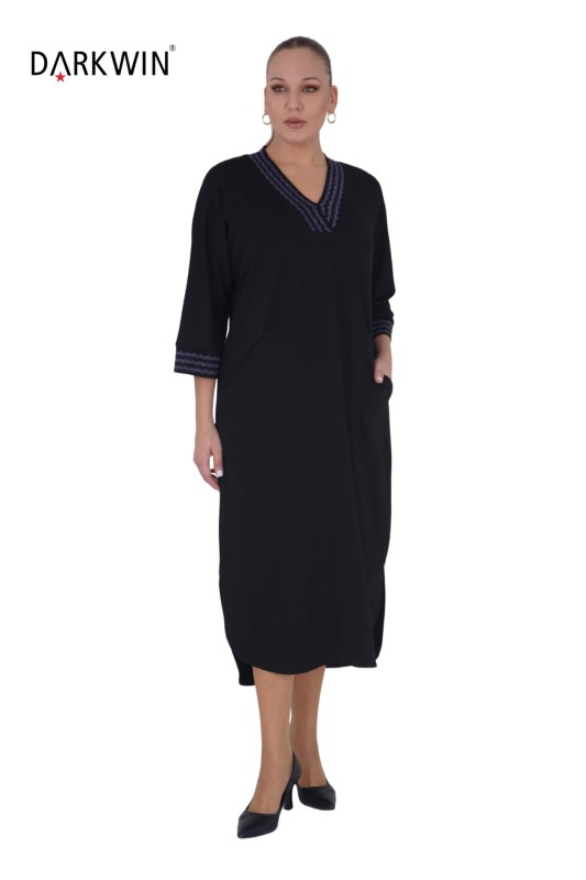 B2090 DARKWIN ELBİSE SIYAH-MOR - Thumbnail