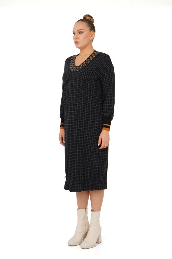 B2144 DARKWIN ELBİSE KOYU HARDAL - 2