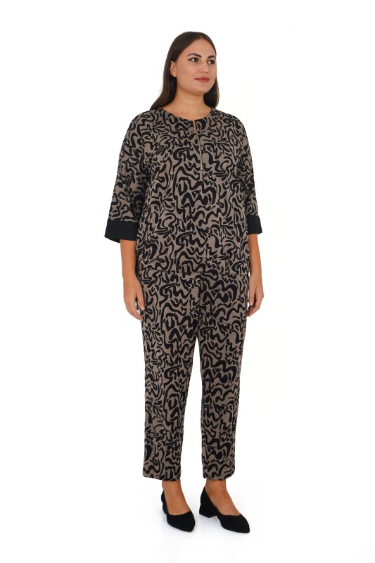 B2167 DARKWIN BLUZ-PANTOLON SIYAH-VIZON - Thumbnail