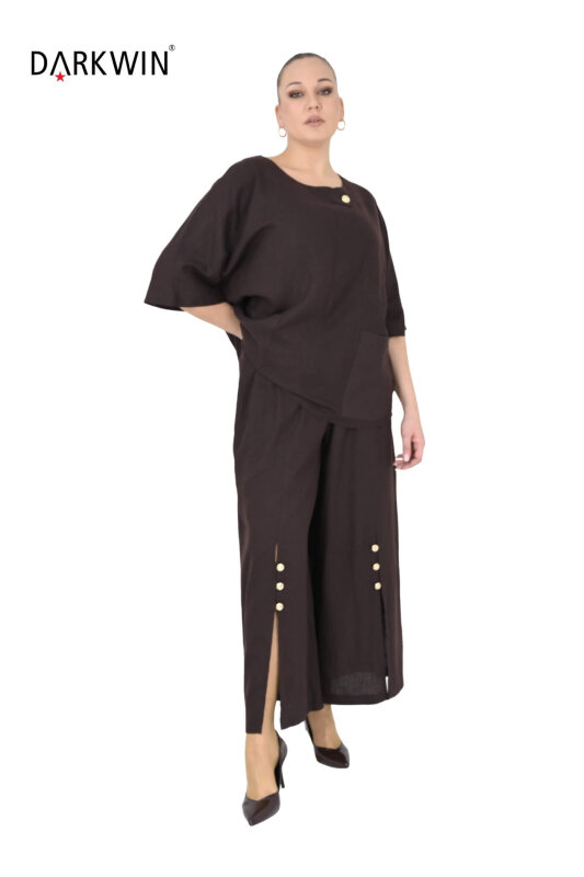 B2573 DARKWIN BLUZ-PANTOLON KAHVE - 4