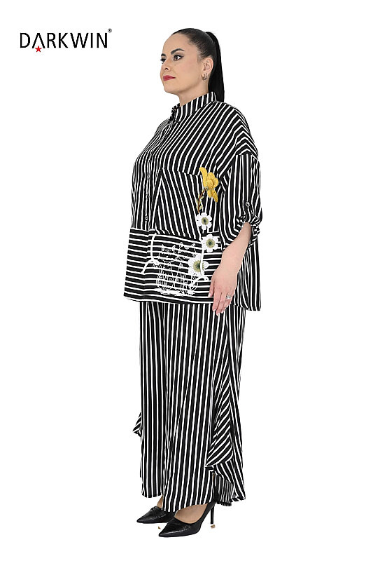 B2676 DARKWIN BLUZ-PANTOLON SIYAH-KEMIK - DARKWIN (1)