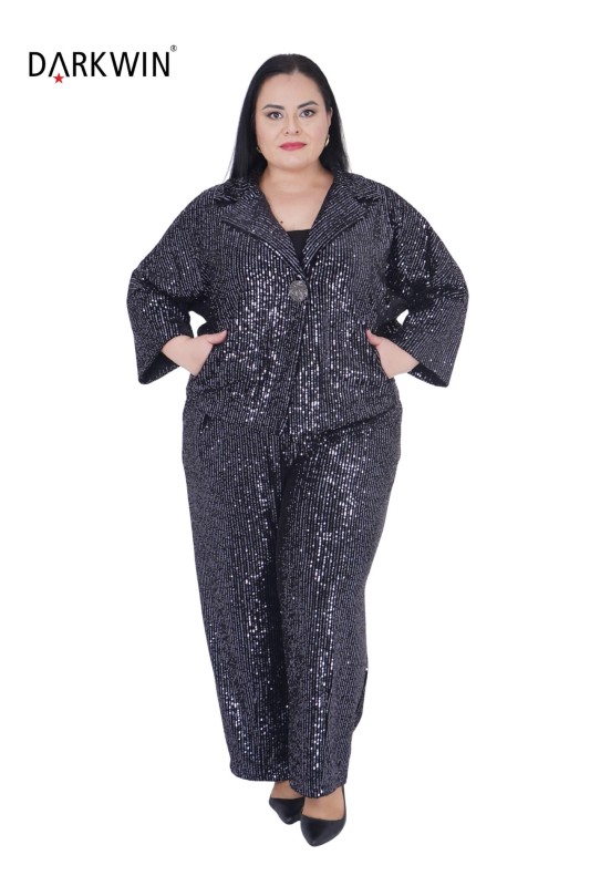 B3404 DARKWIN CEKET-PANTOLON SIYAH-ANTRASIT - Thumbnail