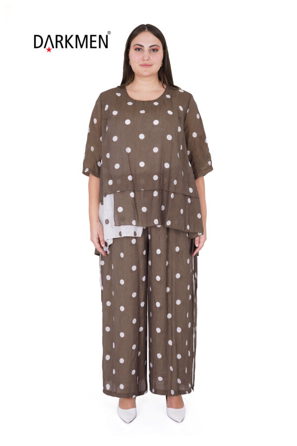B3496 DARKWIN BLUZ-PANTOLON KAHVE-BEYAZ - 1