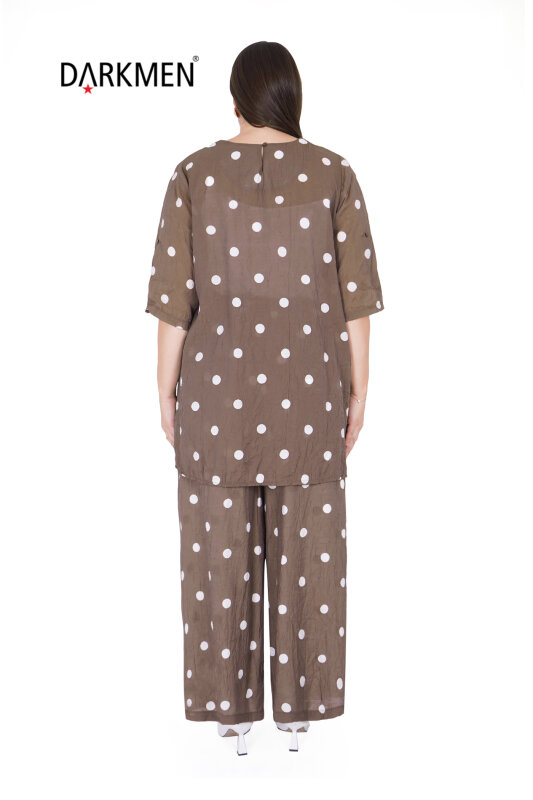 B3496 DARKWIN BLUZ-PANTOLON KAHVE-BEYAZ - 3